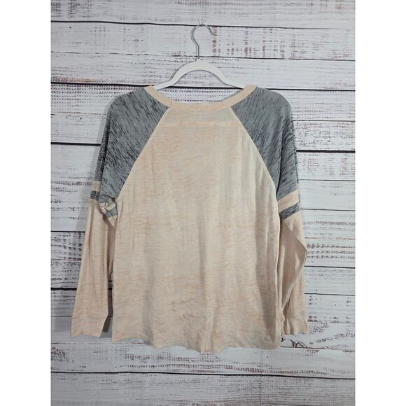 OBEY women's Collegiate long sleeve top in Oatmeal/Charcoal size small - Picture 2 of 3